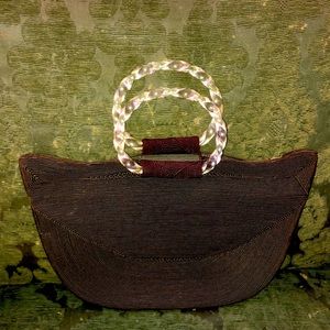 Fabulous Vintage Corde Handbag/Lucite Handles